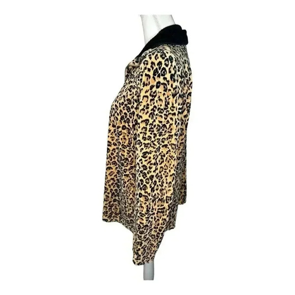 Vintage Y2K Liz Claiborne Women’s Large Animal Print Velour Pullover Jacket Top - Picture 2 of 6